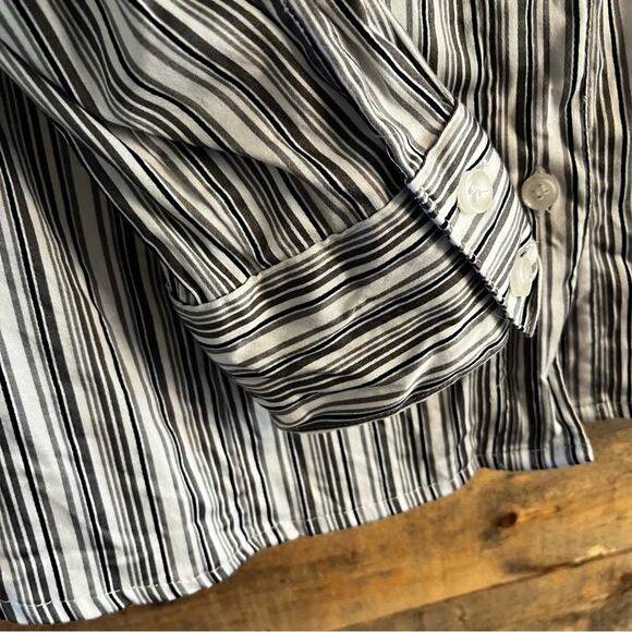 Lane Bryant Black and White Striped Button Down Shirt - Picture 5 of 11